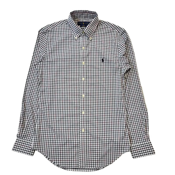 Polo Ralph Lauren White & Red Check Slim Long Sleeve Shirt Men's Size S Eu 46
