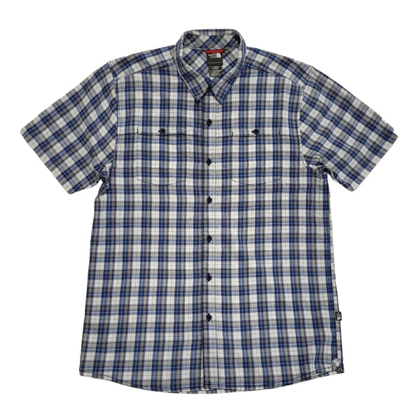 The North Face Blue Checked Short Sleeve Regular Fit Mens UK M DD29