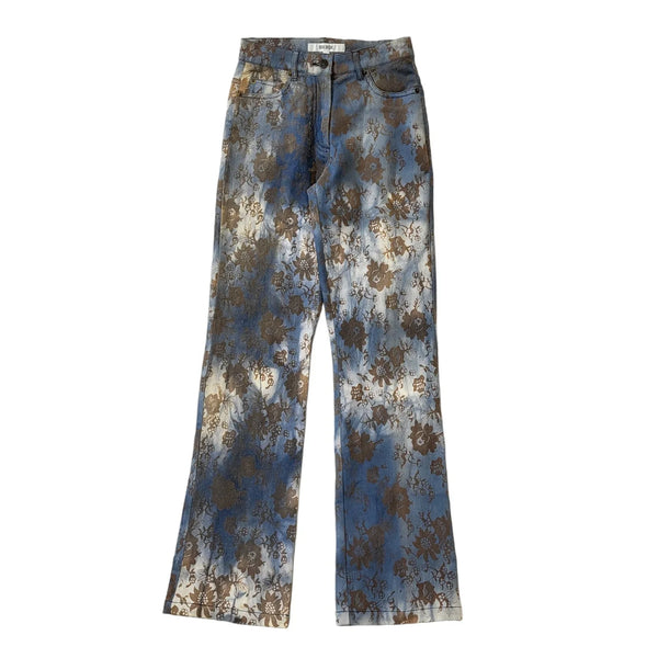 Bik Bok 90s Vintage Blue Bootcut Floral Denim Jeans Women's Size 8 W26 L32