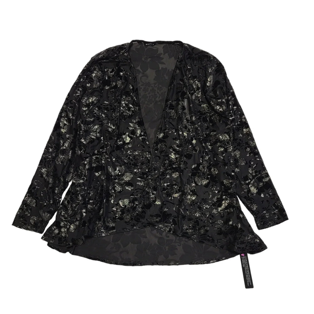 Roman Burnout Kimono Black Silver Open Cardigan BNWT Uk Women's 16 CC413