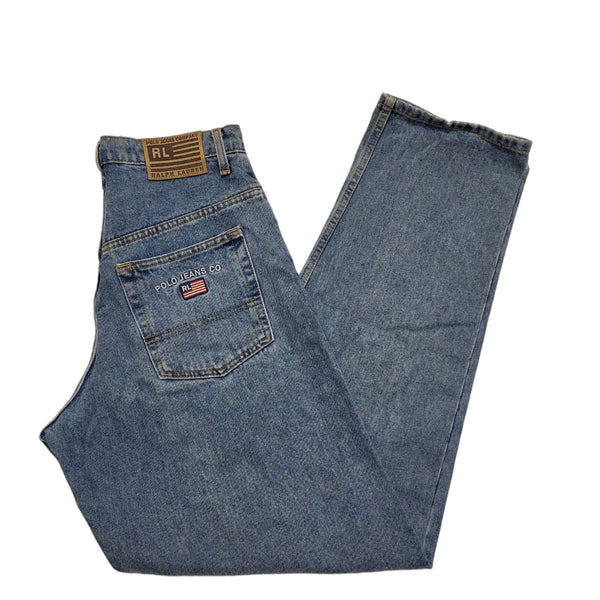 Ralph Lauren Faded Blue Tapered Leg Rigid Denim Jeans Men's S W30 L34 H204
