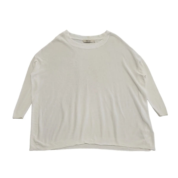 Reiss White Round Neck Over-sized Jumper Uk Women's Size Small DD513