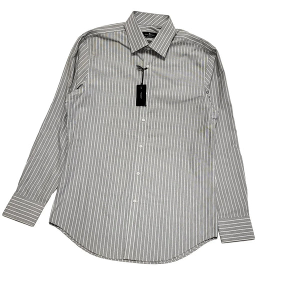 Jeff Banks White Grey Tailored Fit Long Sleeve Shirt Uk Men's Size L Bnwt CC555