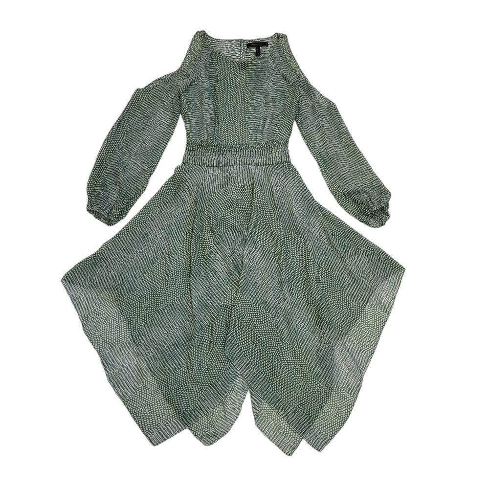 BCBG Green Long Sleeve Round Neck Dress Uk Women's Size 8 DD541