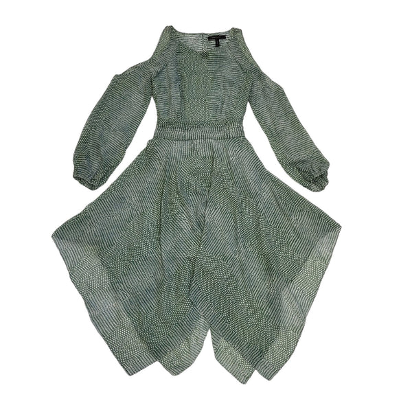 BCBG Green Long Sleeve Round Neck Dress Uk Women's Size 8 DD541