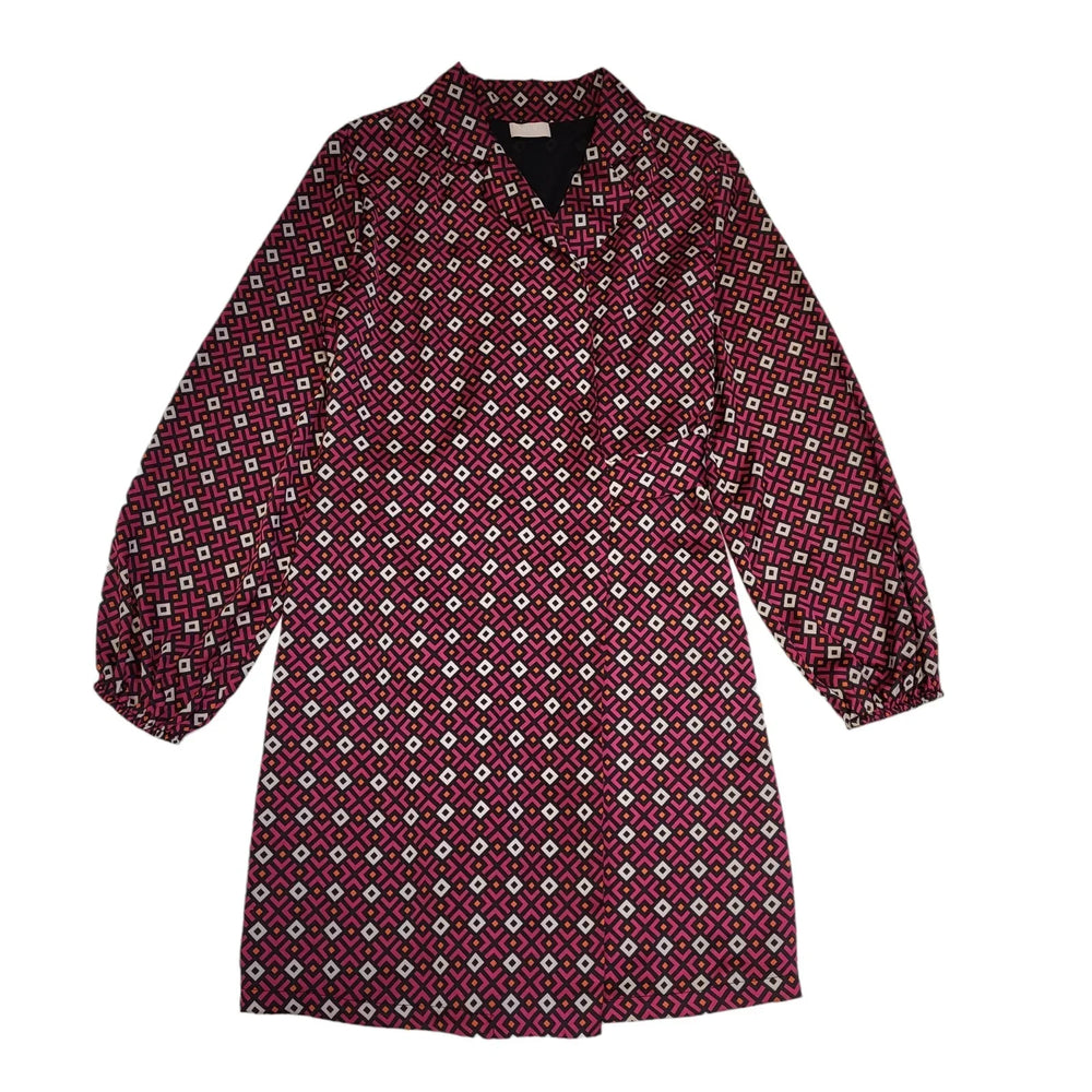 Liu Jo Pink & Black Geometric Long Sleeve Wrap Dress Women's UK 10 DD288