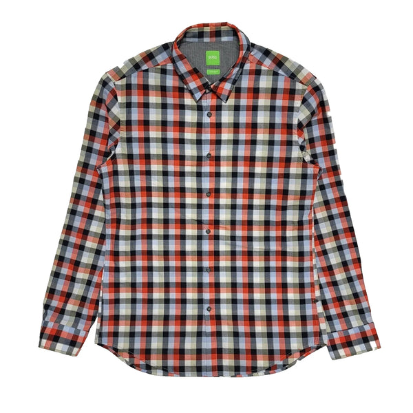 Boss Red Black White Checked Long Sleeve Modern Fit Shirt Uk Men's L L255