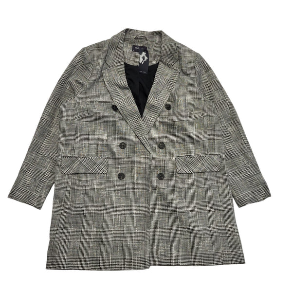 M&S White Black Double Breasted Collared Coat Uk Women's 20 Bnwt K492