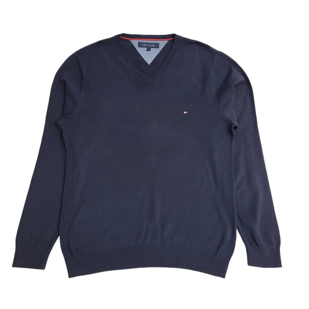 Tommy Hilfiger Y2K Blue V-Neck Long Sleeve Jumper Men's UK Size L