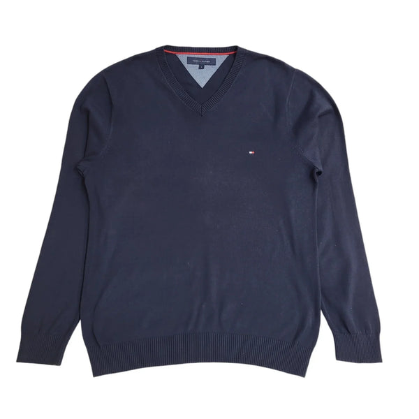Tommy Hilfiger Y2K Blue V-Neck Long Sleeve Jumper Men's UK Size L