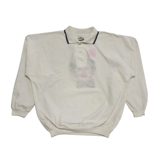 Willow Pointe Vintage 90's White 1/4 Button Clown Sweatshirt Mens UK Size M