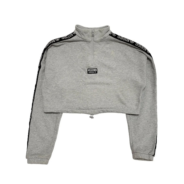 Adidas Grey Round Neck Cropped Sports Sweatshirt Uk Women's Size 8 DD453