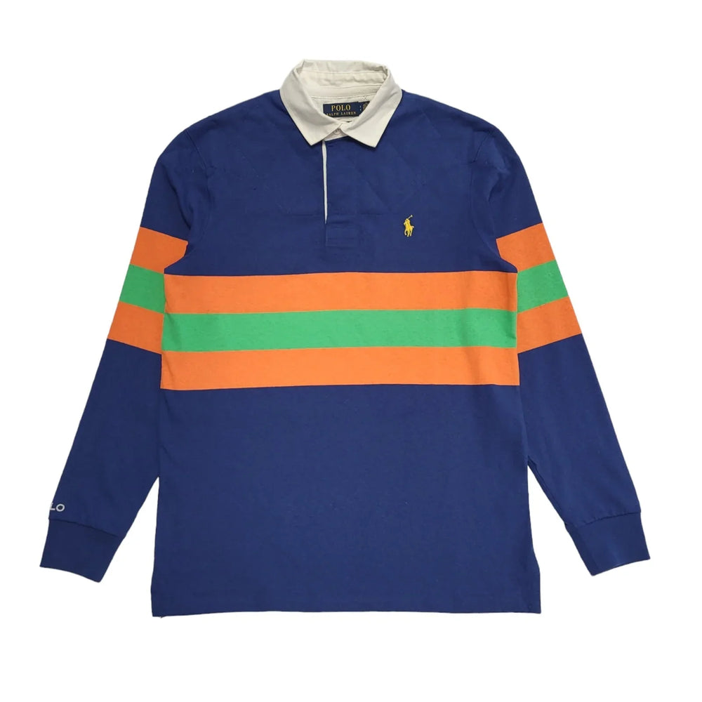 Polo Ralph Lauren Blue Orange Striped Polo Top Uk Men's Size Small DD312