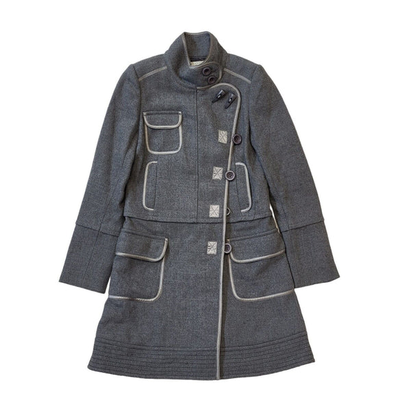 Essentiel Grey Button Smart Formal Overcoat Coat UK Women's M G669