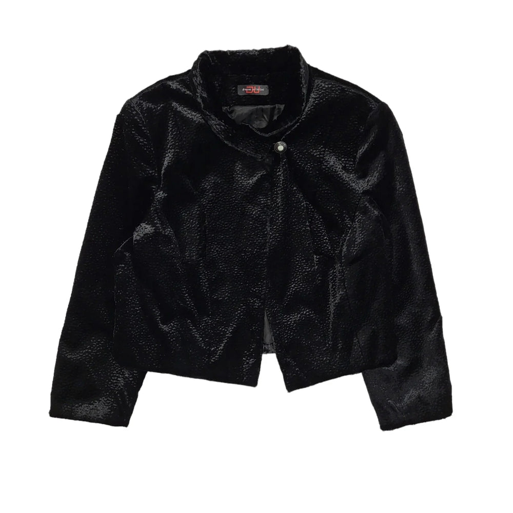 DU 90s Vintage Black Button Dress Jacket Uk Women's Size 20
