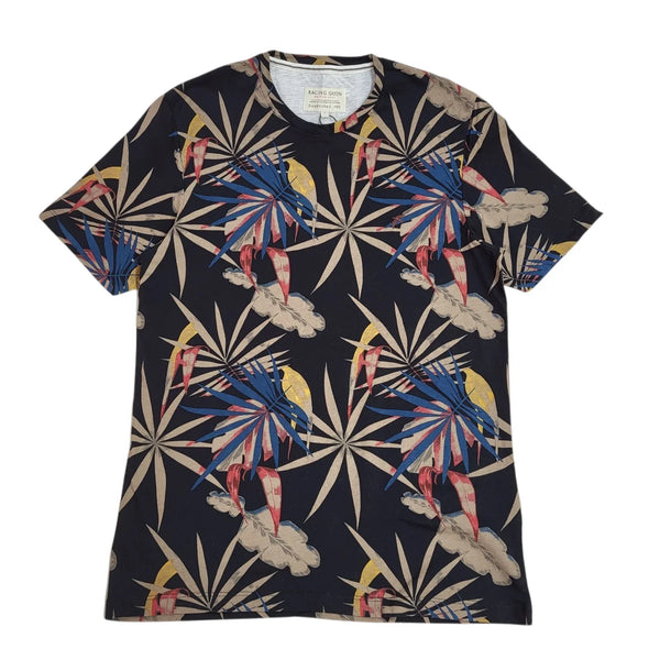 Racing Green Black & Blue Y2k Floral Double Stitch T-Shirt Uk Men's Size S Bnwt