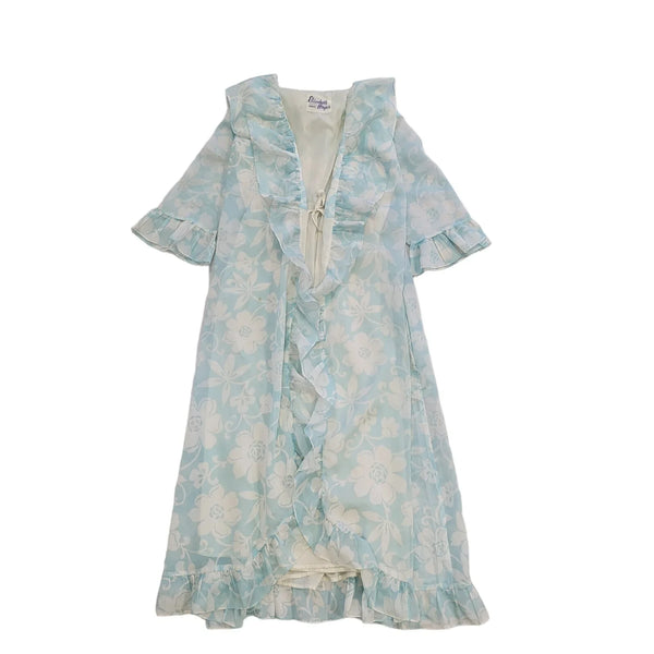 60s Vintage Elizabeth Hayes Blue Floral Nighty Uk Women's Size 10/12