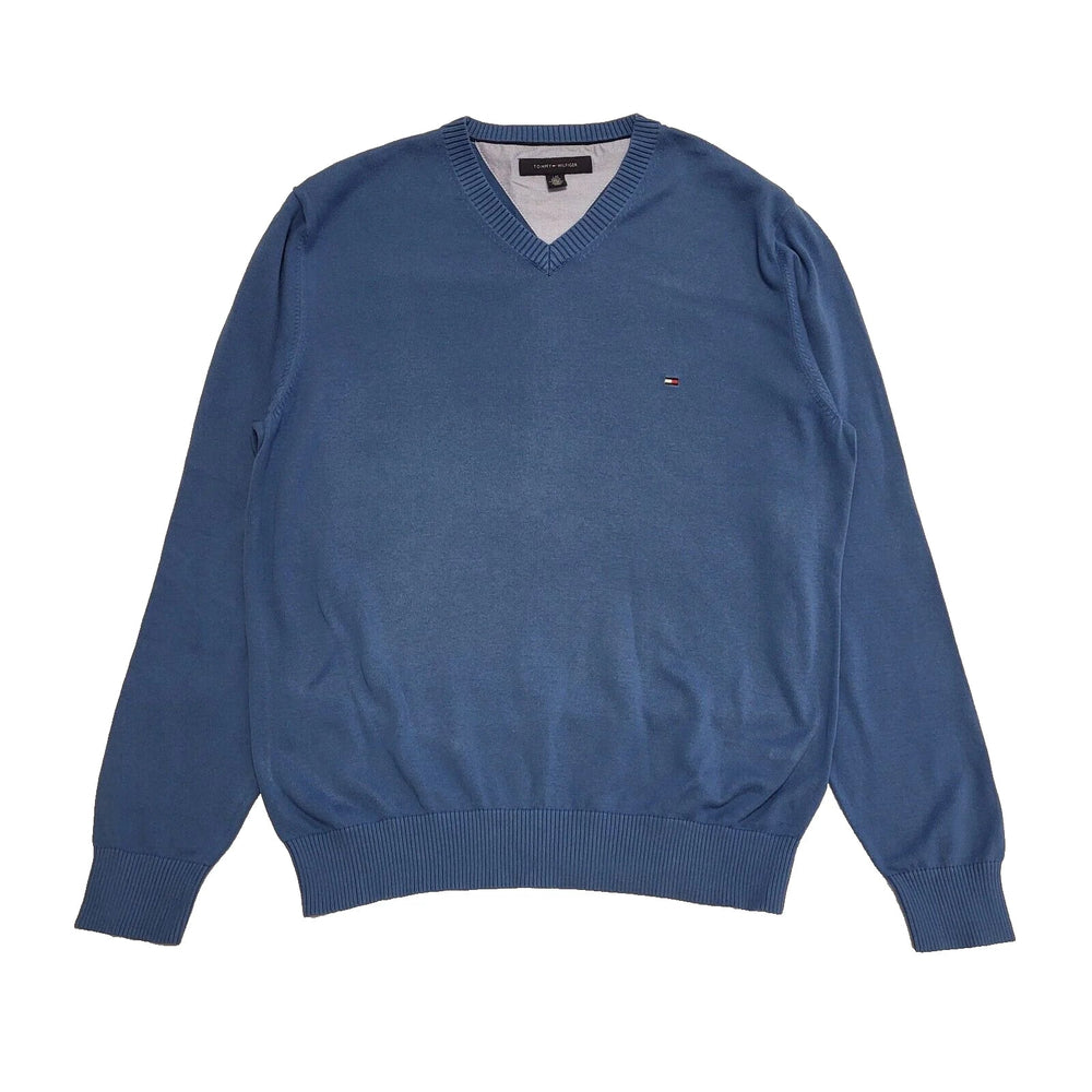 Tommy Hilfiger Blue Long Sleeve Knit V-Neck Jumper UK Men's Large K115