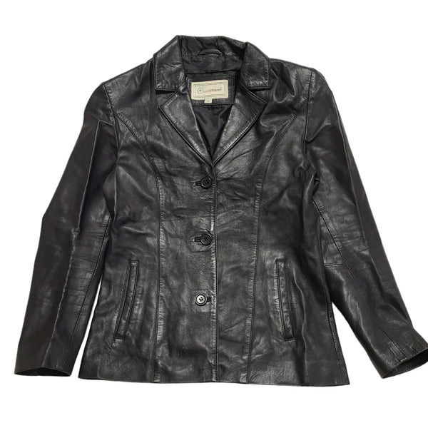 Live Tree Black Vintage 90s Leather Jacket Women's Size UK10