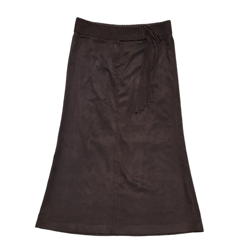 Next Vintage 80's Brown Long Tassle A-Line Skirt Womens UK Size 14