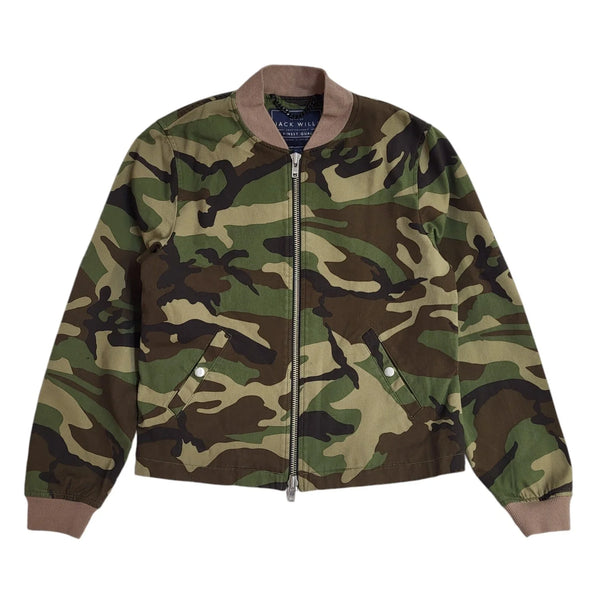 Jack Wills Green Zipped Camouflage Jacket UK Women's 12 EE484