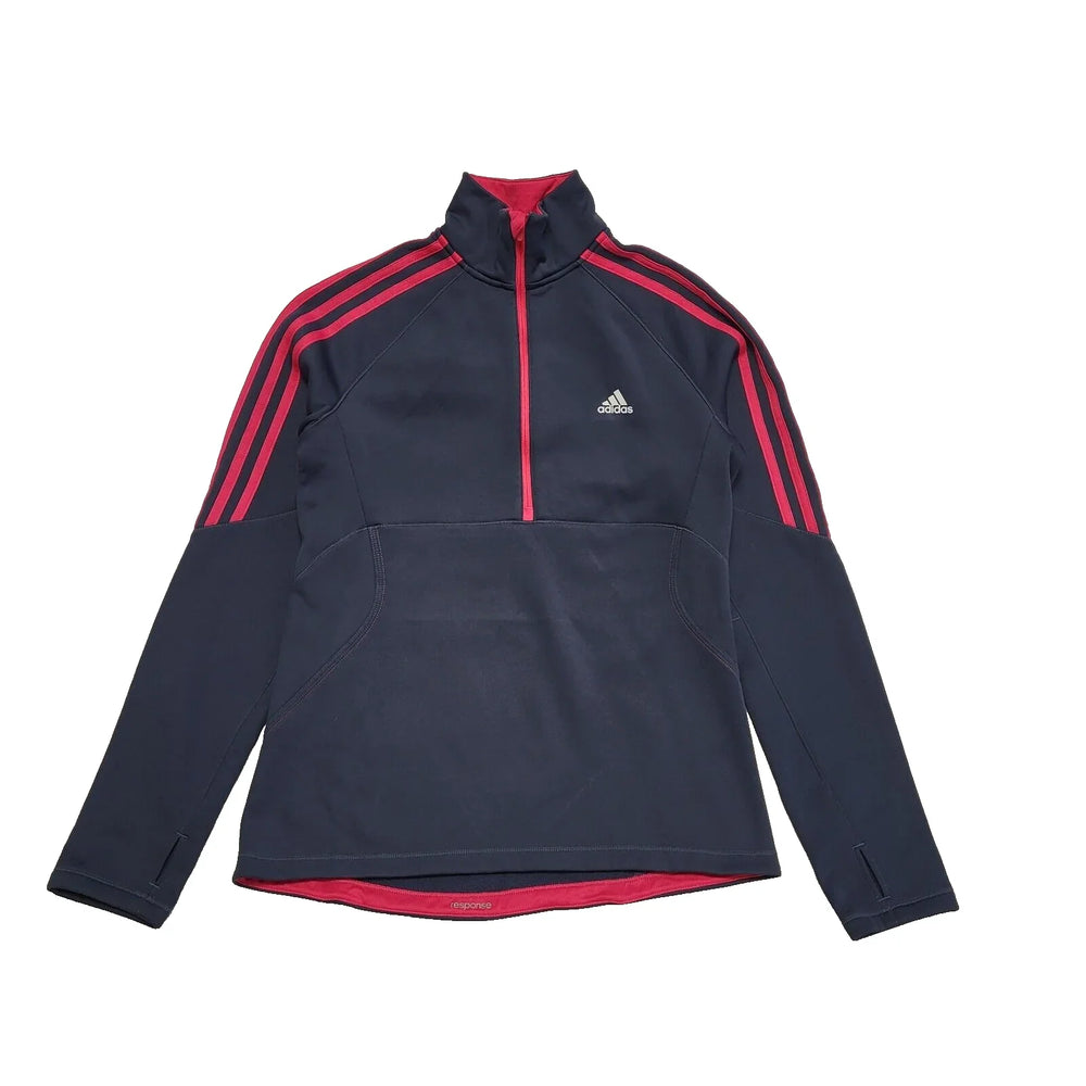 Adidas Navy Blue Pink 1/4 Zip Tracksuit Top Uk Women's S 8-10 K822