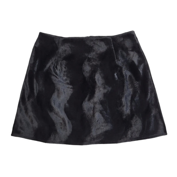 New Look Vintage 90's Black Faux Fur A-Line Skirt BNWT Women's Size 10 W28
