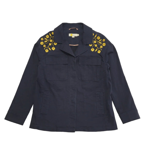 Boden Navy Blue Floral Jacket Uk Women's Size 10 DD352