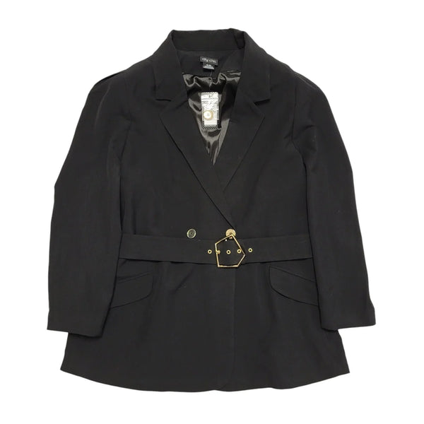 City Chic Black Button & Belted Overcoat Uk Women's Size 22 Bnwt DD244