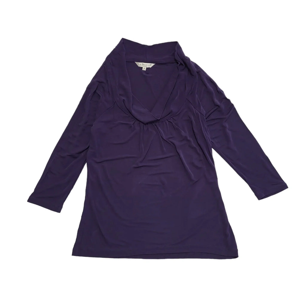 L.K.Bennett Vintage Y2K Purple 3/4 Sleeve Cowl Neck Top Womens UK S