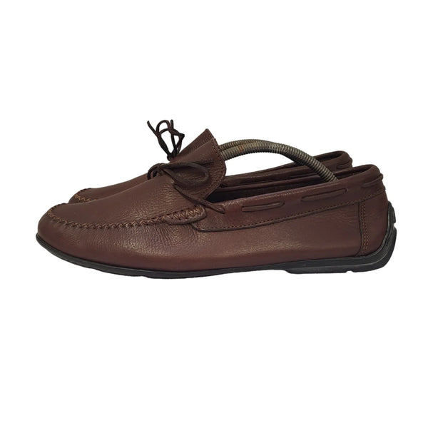 Guidone Brown Lace-up Casual Leather Flat Shoes Uk Men's Size 10