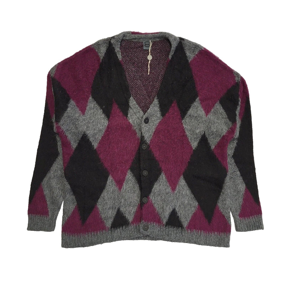 8 By Yoox Purple & Grey Button Wool Cardigan Uk Men's Size 2XL L493