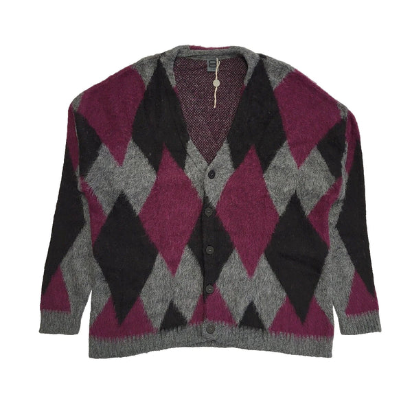 8 By Yoox Purple & Grey Button Wool Cardigan Uk Men's Size 2XL L493
