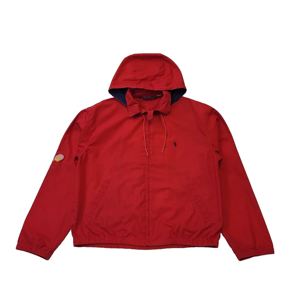 Ralph Lauren Tennis Red Blue Hooded Sports Jacket Women's Uk M 10 H111