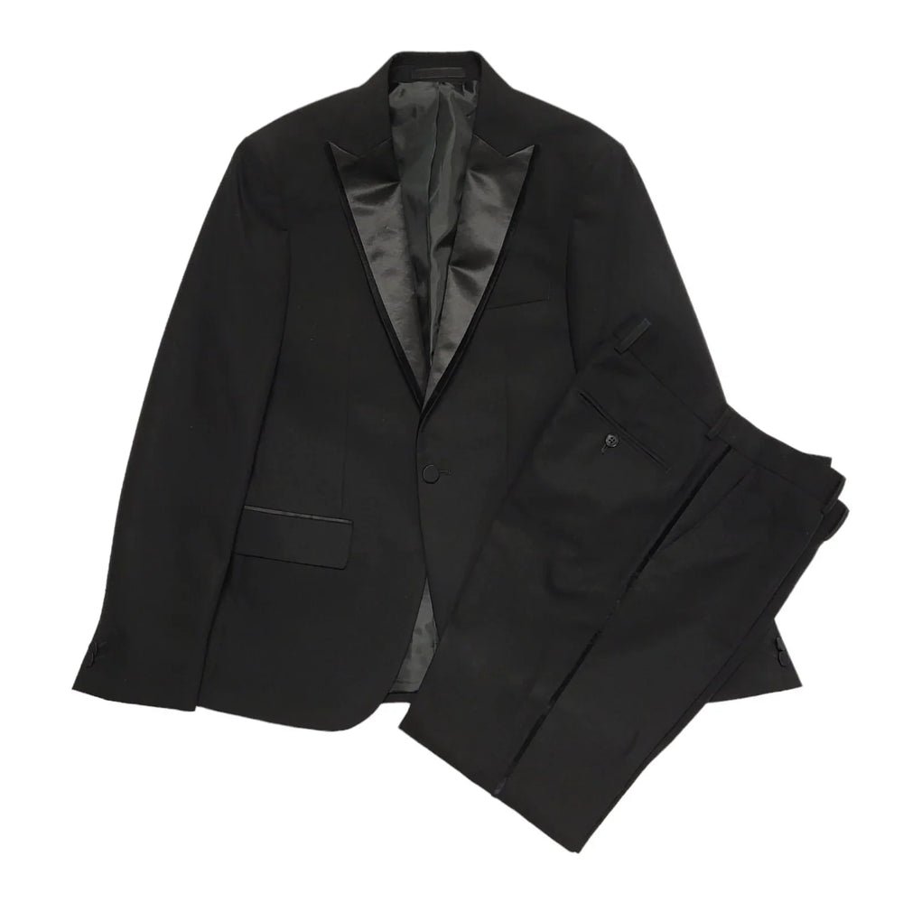 Moss London Black 2 Piece Skinny Suit Jacket & Trousers Men's S W32 L30 CC881