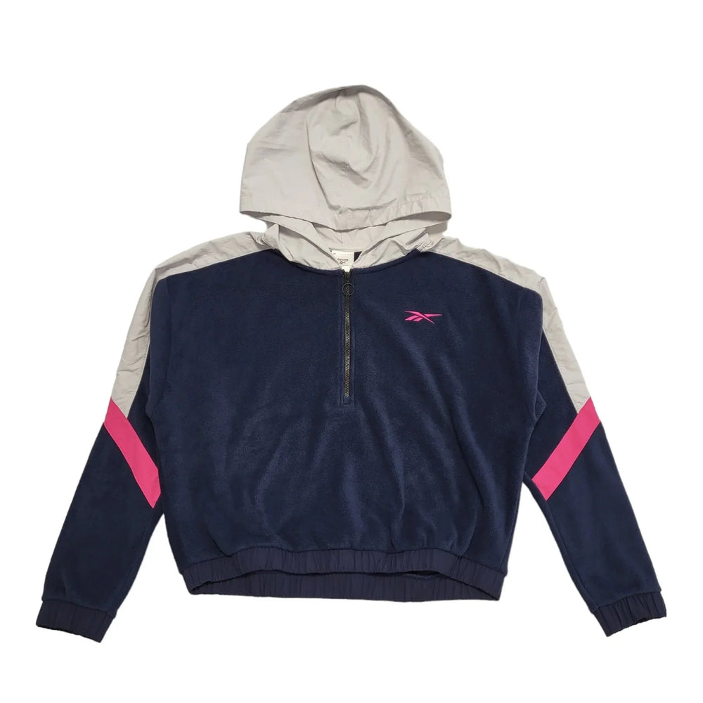 Reebok Navy Blue Zipped Fleece Hoodie Uk Women's Size Medium DD300