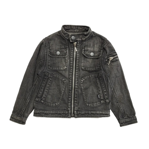 DKNY Grey Zipped Denim Jacket Uk Girl's Size Age 8 Years