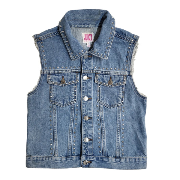 Juicy 90s Vintage Blue Button Denim Gilet Uk Women's Size Small