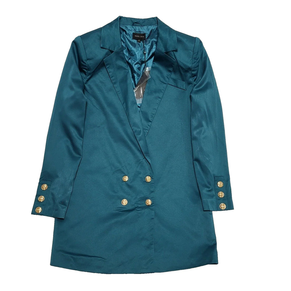 Missguided Green Satin Relaxed Button Blazer Dress Uk Women's M 10 BNWT H782