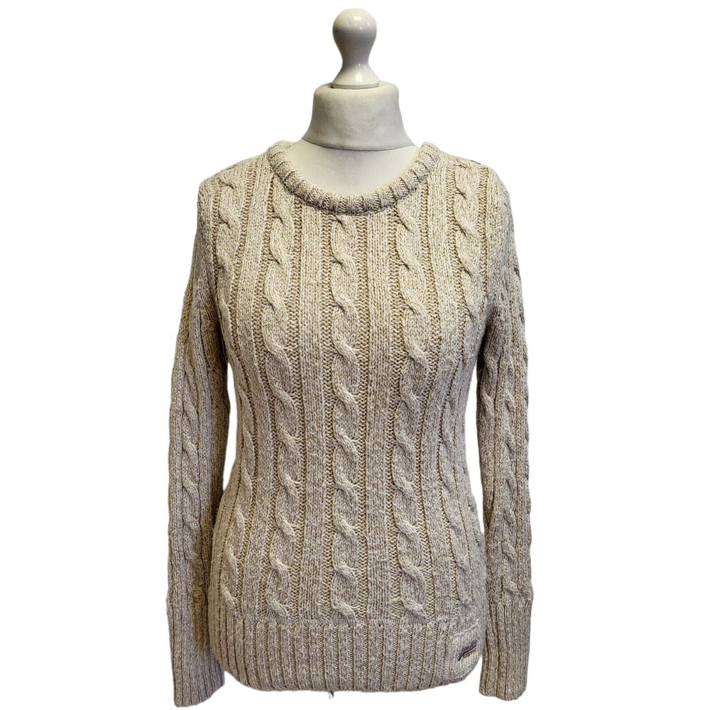 Superdry Beige Acrylic Round Neck Jumper Uk Women's M Eu 38 G5