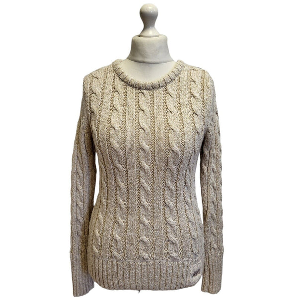 Superdry Beige Acrylic Round Neck Jumper Uk Women's M Eu 38 G5