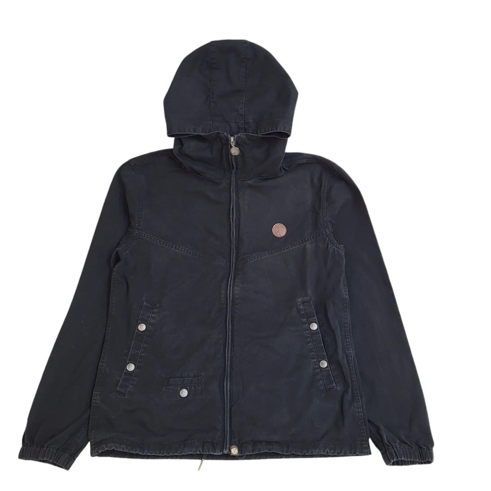 Pretty Green Black Zipped Hooded Jacket UK Women's Size S EE964