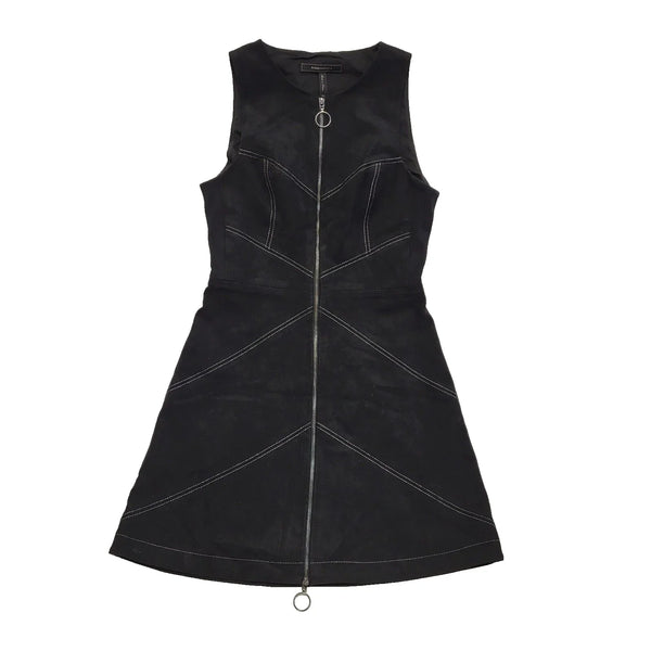 BCBG Vintage 90's Black Faux Suede Bodycon Party Dress Uk Women's Size 8 L712