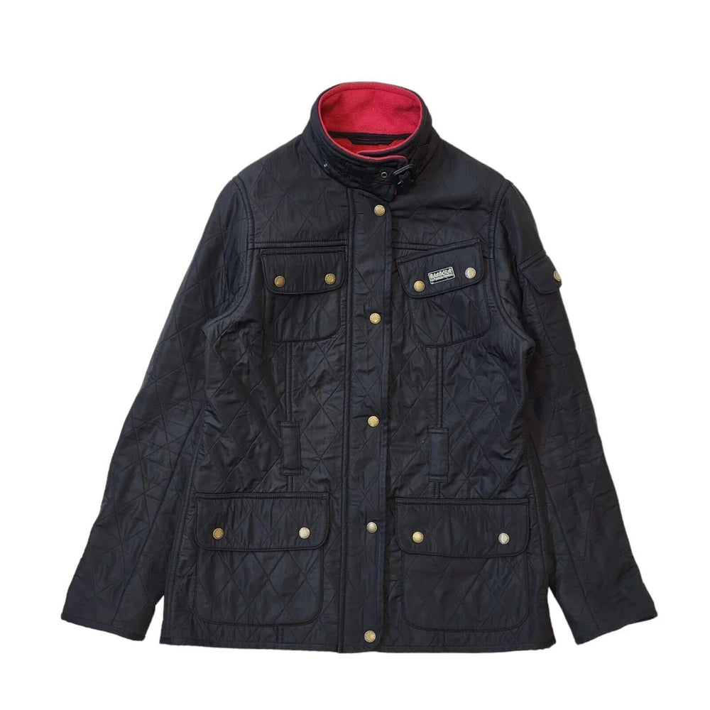 Barbour Viper Black Red Zip & Snap Quilted Jacket Uk Women's 12 G738