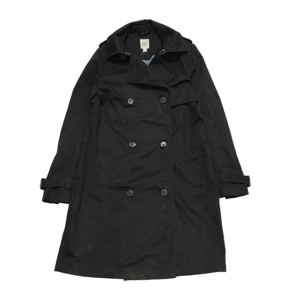 Gap Black Double Breasted Button-Up Coat Uk Women's Size S BB922