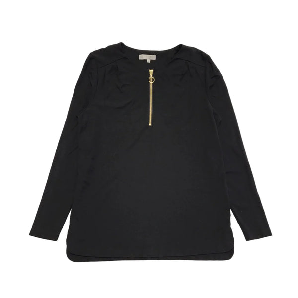 Hobbs London Black Long Sleeve 1/4 Zip Detail Top Womens UK Size S CC571