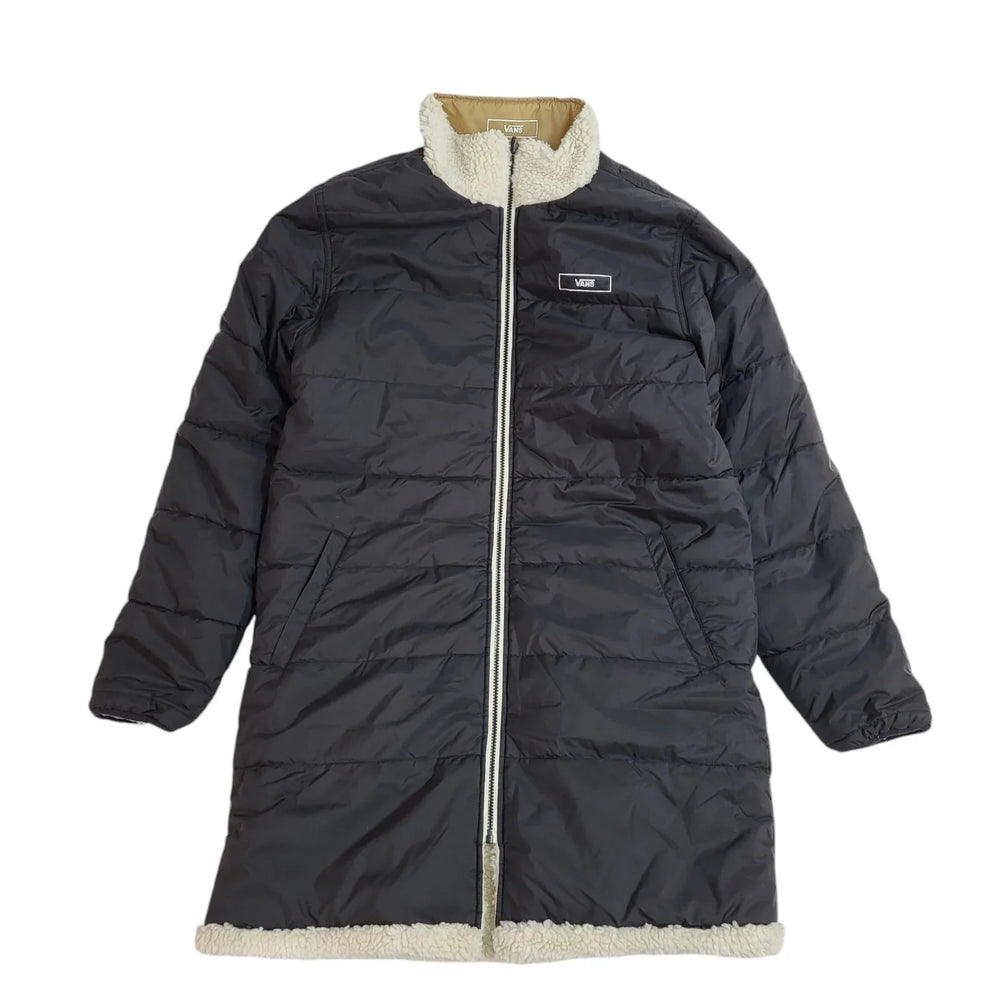 Vans Black & Beige Zipped Reversible Fleece Coat UK Women's Size M EE982