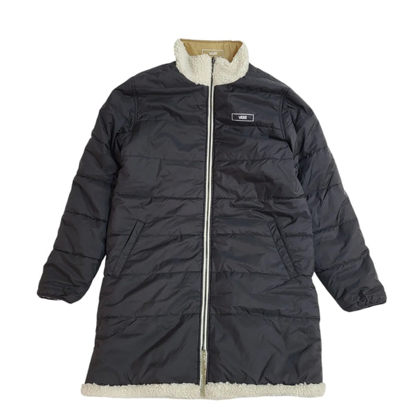 Vans Black & Beige Zipped Reversible Fleece Coat UK Women's Size M EE982