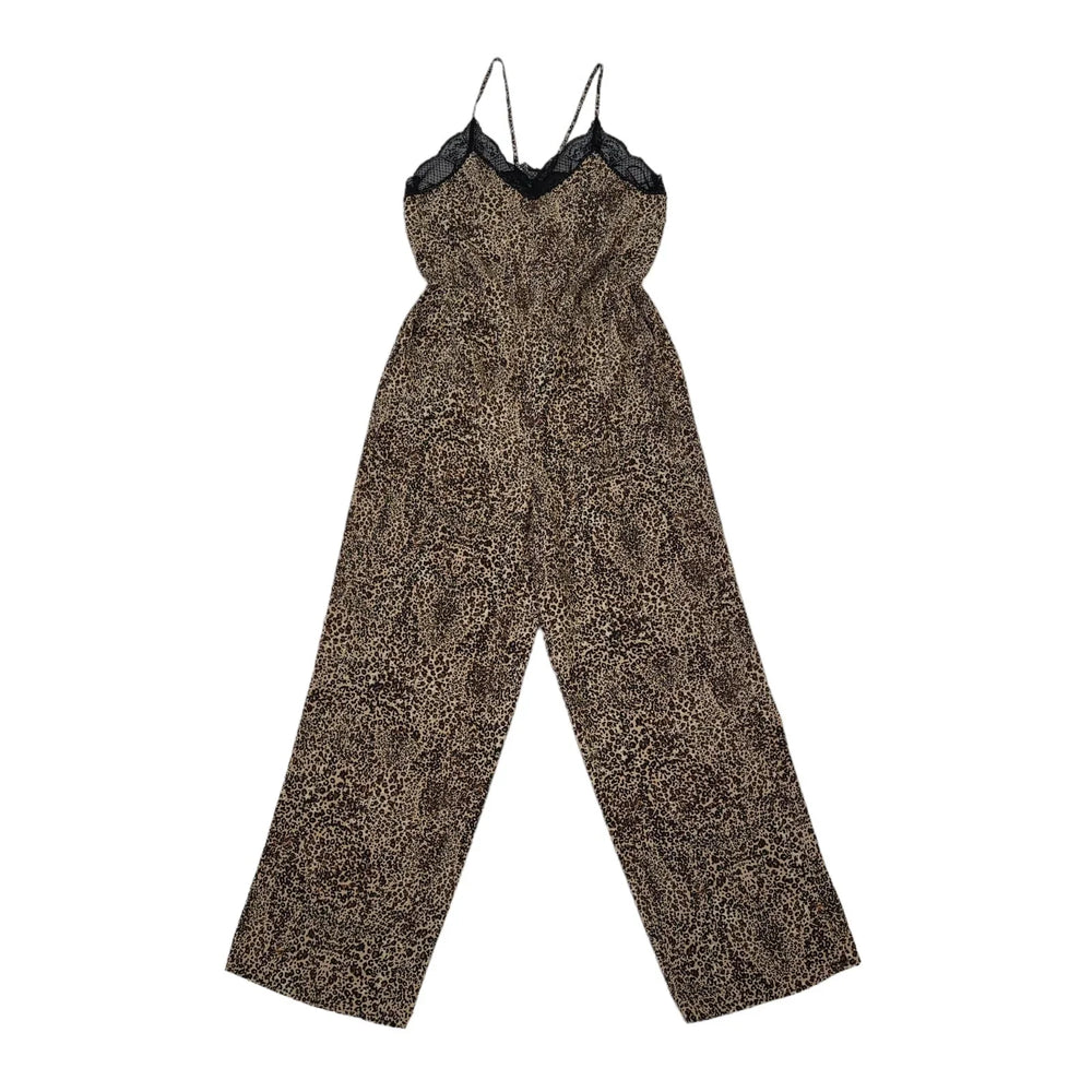 1.State Brown Abstract Sleeveless Jumpsuit Uk Women's Size S W26 L28 DD122