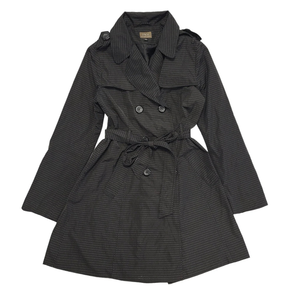 FWM Black Grey Polka Dot Button Coat Uk Women's Size 14 CC50